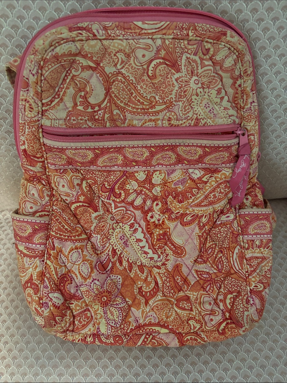 Vera Bradley Pink and Orange Paisley Backpack - Picture 2 of 4